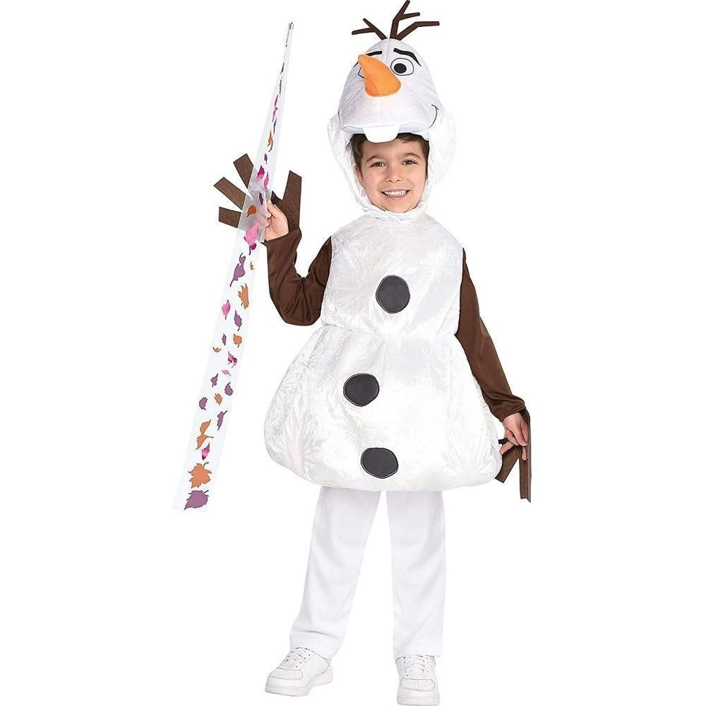 Disney Olaf Snowman Costume - White, Brown, Orange, Black